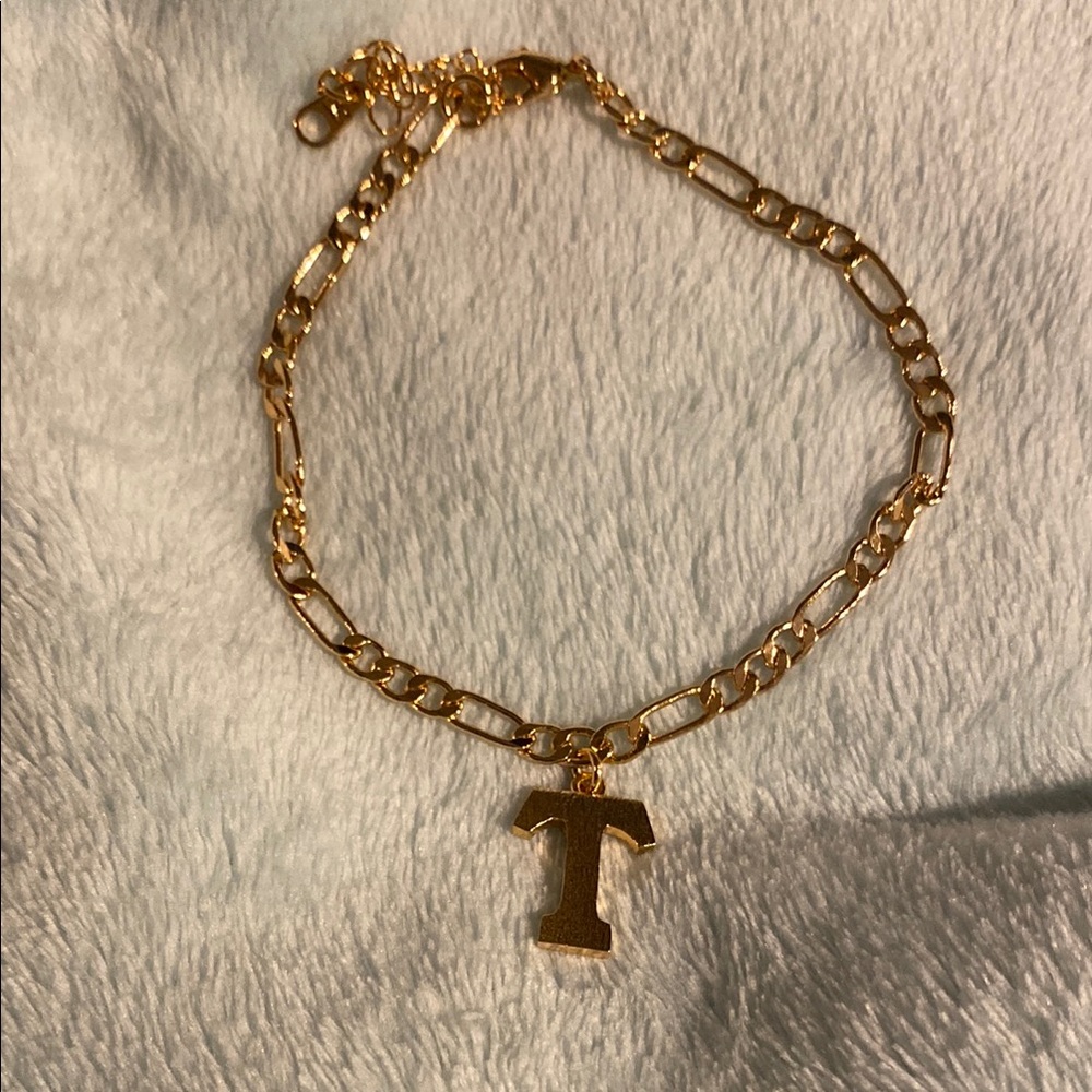 Gold Initial T Chain Bracelet